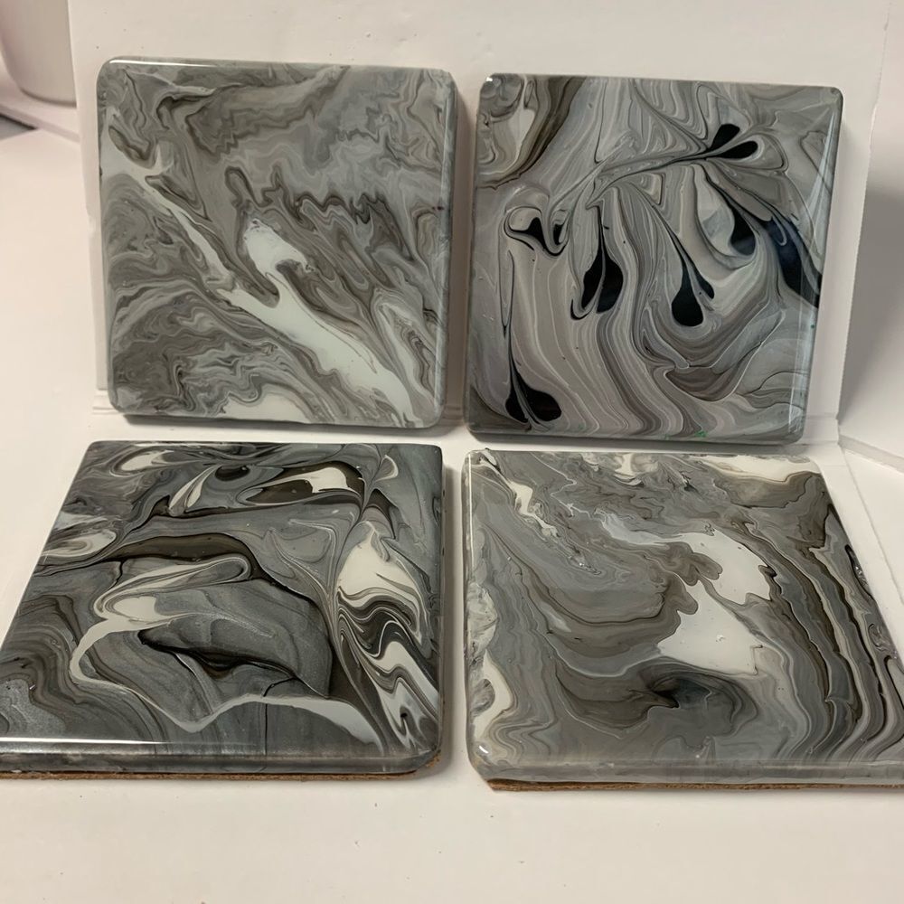 ‎Handcrafted COASTERS CERAMIC HANDPAINTED, Set of 4